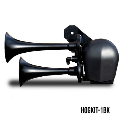 Satin Black Dual Air Horn System For 1979 and Later Harley-Davidson Motorcycles