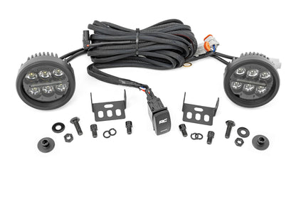 LED Light Kit | Ditch Mount | 3.5" Black Round Pair | Amber DRL | Ford Bronco (21-26)